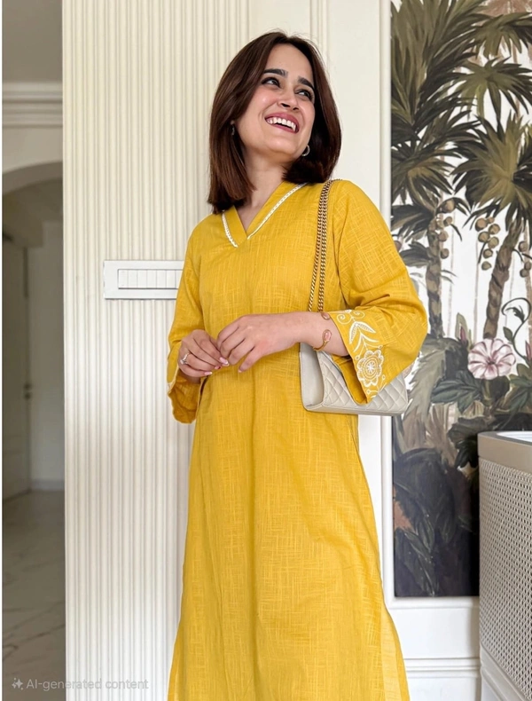 Cotton Slub Classy Combination Kurti With Palazzo Set - XL