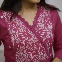 smart premium cotton 3 pcs set Kurthi - Wild Watermelon, L