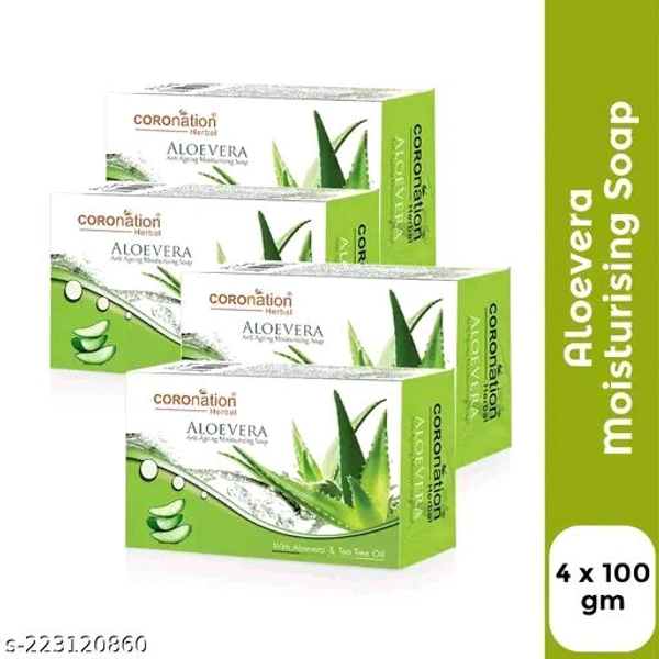 Coronation Herbal Aloevera Anti Ageing Moisturizing Soap Pack Of 4 (4× 100g) - 4× 100g