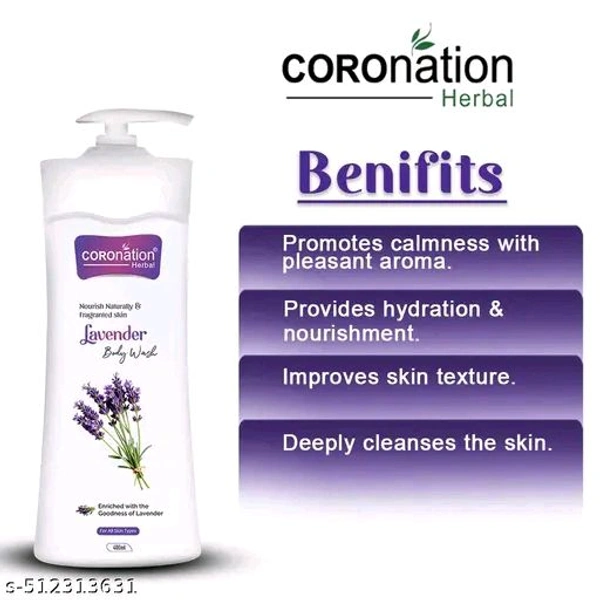 Coronation Herbal Body Wash For Men And Women - Levender, 400ml