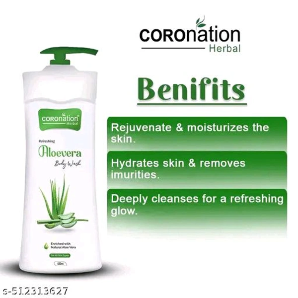 Coronation Herbal Body Wash For Men And Women - Aloevera, 400ml