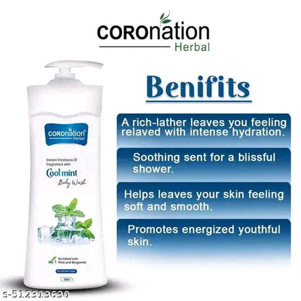 Coronation Herbal Body Wash For Men And Women - Cool Mint, 400ml