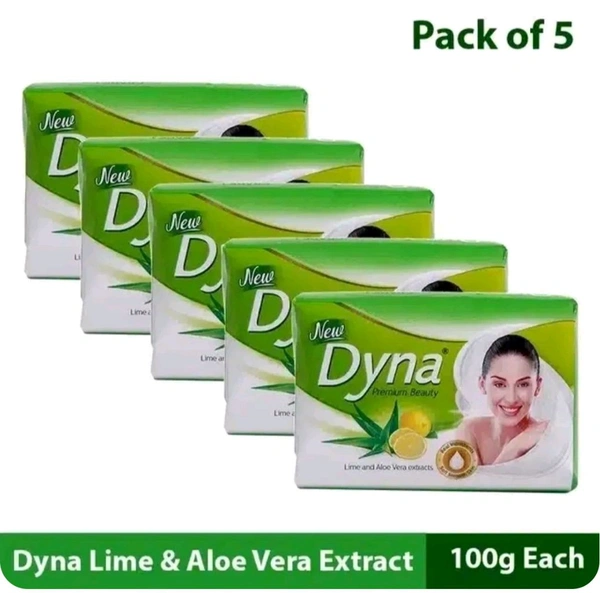 Dyna Lime And Aloevera  Soap Pack Of 5 Each 100g - 5×100g