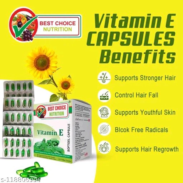 Nutrition Vitamin E Capsule For Face And Hair 50 Capsules  - 50 Pc