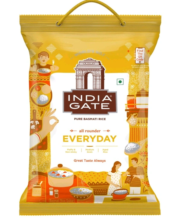 India Gate All Rounder  Everyday Aged Rice Basmati Chawal - 5kg, Medium Size Broken