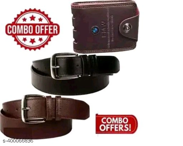 Belt With Mens Wallet Combo Offer Pack Of 3 