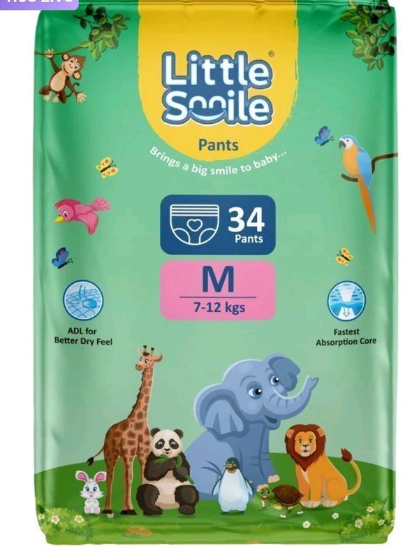 Little Smile Baby Pants Diaper Pack Of 2 (68 Piece) - 34Pc × 2