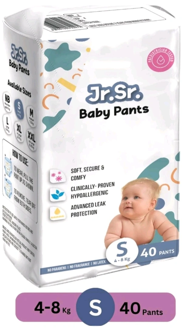 Jr. Sr. Baby Pants Diaper Leak Protection 40pc Pack  - S