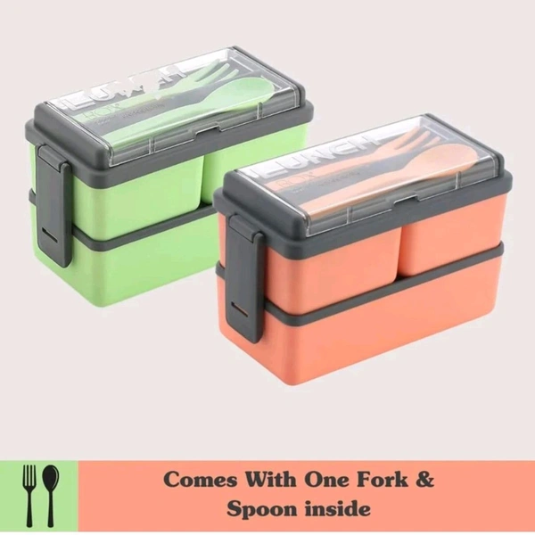 Lunchboox For School And College Plastic Box Pack Of 2  - 2 pack