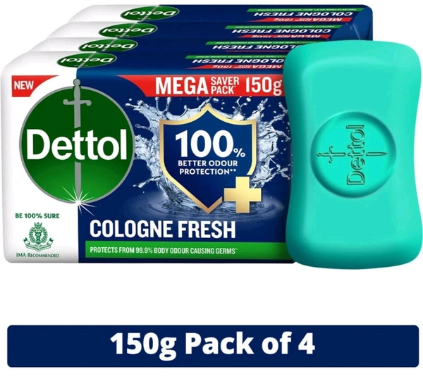 Dettol Cologne Fresh Bathing Soap Pack Of 4 - 4× 150g