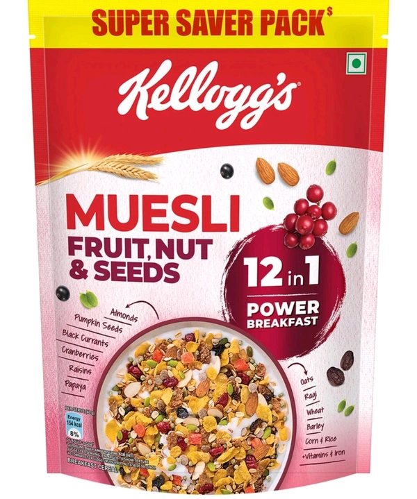 Kellogg's Fruit Nut And Seeds Breakfast Muesli Cereal Pouch  - 750g