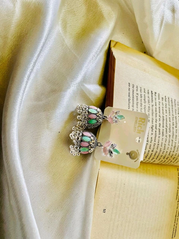 Multicolored Silver Jumka