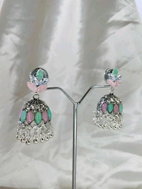 Multicolored Silver Jumka