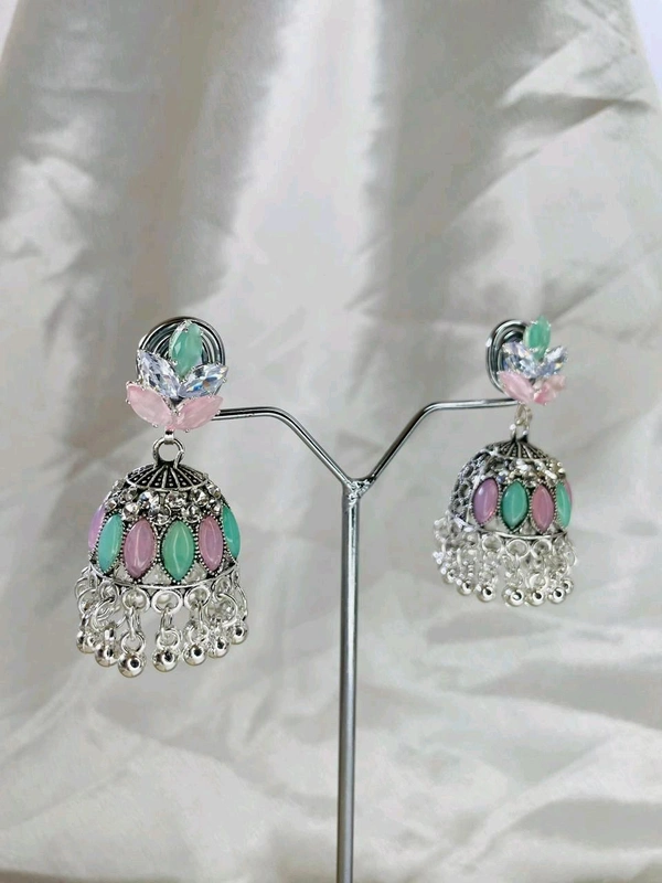 Multicolored Silver Jumka