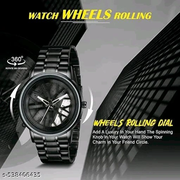 Analog Watch - For Men Stylish Trendy Vortex Wheel Rolling Series Party-Wear Casual Premium White - Black, Free Size