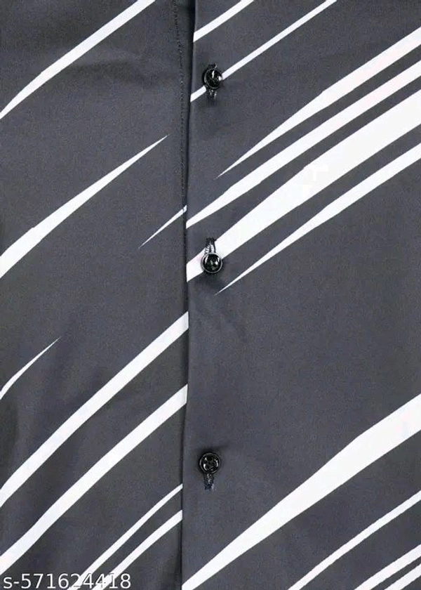 Printed Daily Wear Lycra Full Sleeve Shirt For Men , Casual Wear - Black, S