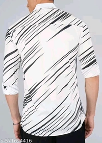 Printed Daily Wear Lycra Full Sleeve Shirt For Men , Casual Wear - White, S
