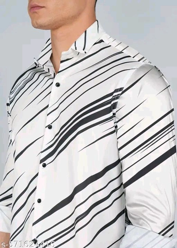 Printed Daily Wear Lycra Full Sleeve Shirt For Men , Casual Wear - White, S