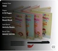 Rhonda Byrne Magic Book for Kids, Sank Magic Practice Copybook Number Tracing Book for Pre-Schoolers with Pen, Magic Calligraphy Copybook Set Writing Tool for Kids, (4 Book+10 Refill+1 Pen+1 Grip)