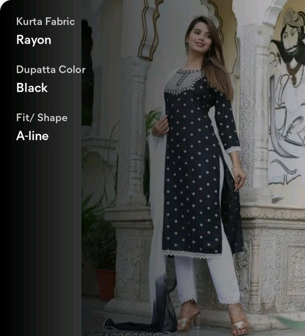 RAYON NECK EMROIDERY 3 PC SUIT FOR WOMAN FASHION - Black, Xxl