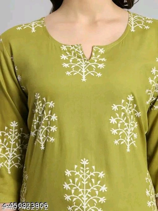 Sati Factory Printed Rayon Green Short Kurti For Girls and Women - Mint Green, Xs
