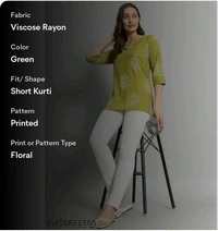 Sati Factory Printed Rayon Green Short Kurti For Girls and Women - Mint Green, Xs