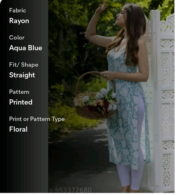 12GMS Trendy Printed Rayon Kurti for Women & Girls - Stylish Ethnic Wear (S to XXL) - Cornflower Blue, S