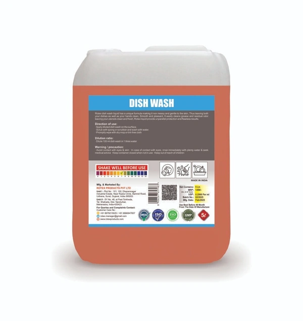 Rotex Dish Wash 5 Litre - free, orange