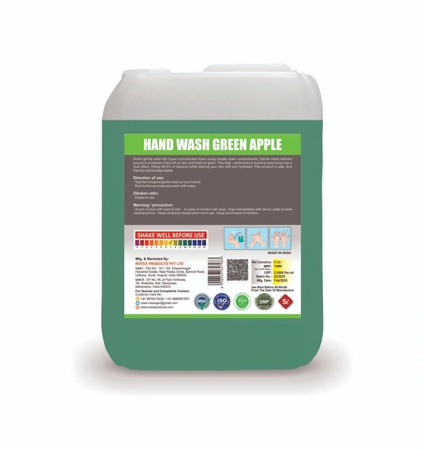 Rotex Green Apple Hand Wash (5 Litre) - free, green