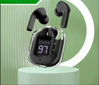 Wireless Bluetooth Earbuds Transparent Display - Black