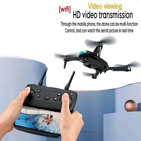 Indian Stuff W8 Smart drone 4K Dual Camera Foldable Remote Control - Black