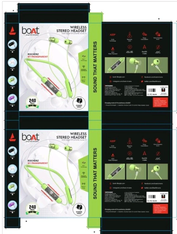 Boat Transparent Bluetooth Neckband Voice Change Option - White