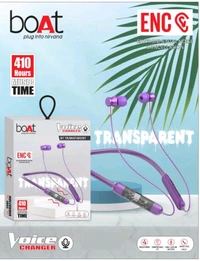 Boat Transparent Bluetooth Neckband Voice Change Option - White