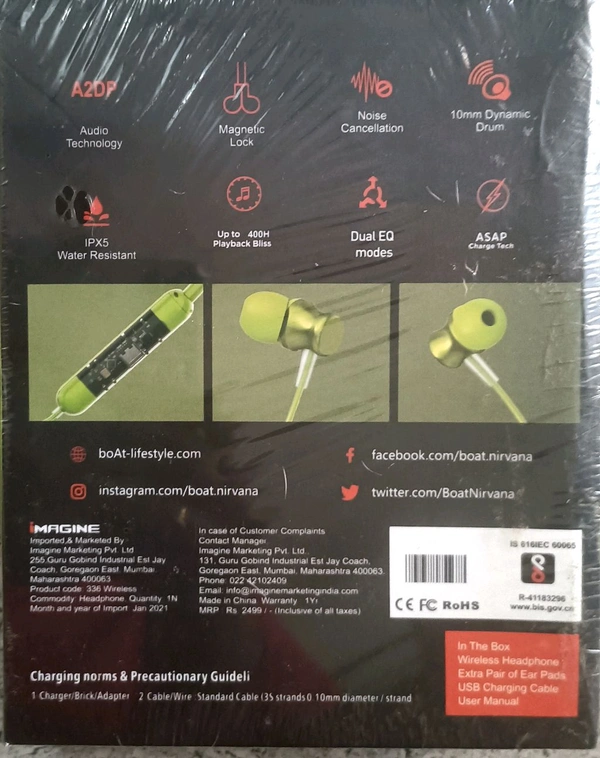 Boat Transparent Bluetooth Neckband Voice Change Option - White