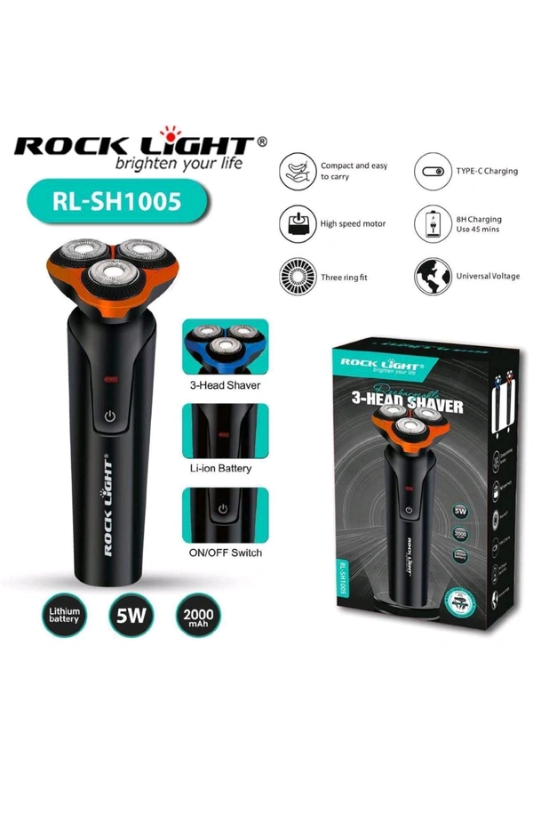 🪒 Rock Light Rechargeable 3-Head Electric Shaver