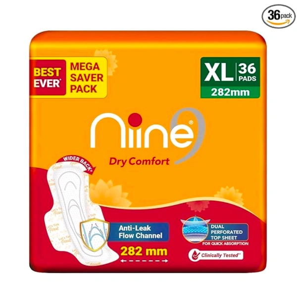 Niine Dry Comfort Sanitary Napkins XL 282mm 36U
