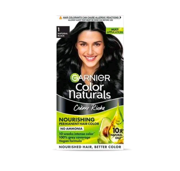Garnier Hair Color Natural Black Shade 1, Mini 35ml+30g