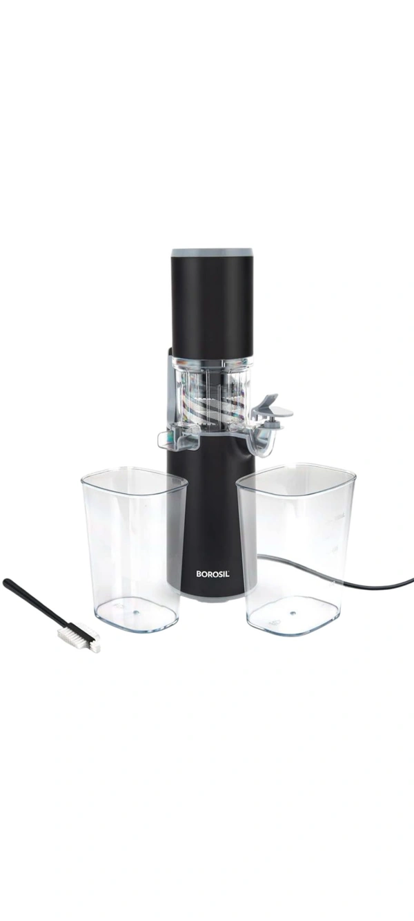 Borosil 130W Easy Cold Press Slow Juicer | Compact Design Portable Less Oxidation, Anti Drip Outlet Lid | Fruit & Vegetable Juicer