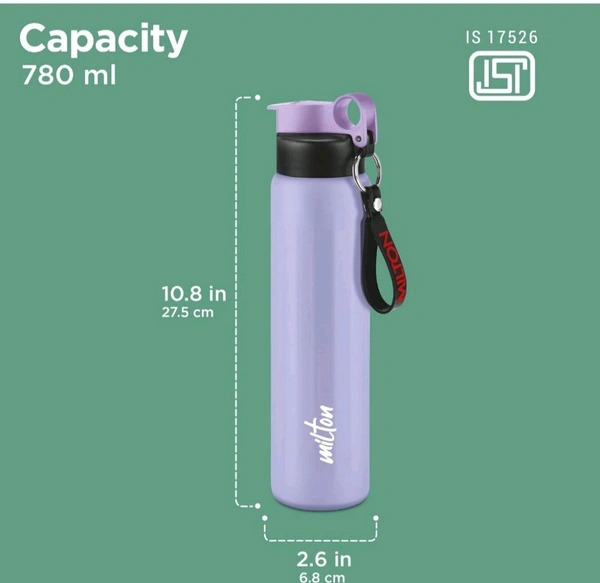 Milton MILTON Maverick 800 Stainless Steel Water Bottle, Leakproof Lid, Single Walled, ISI Certified ,For School, Office, Gym 780 ml - Purple