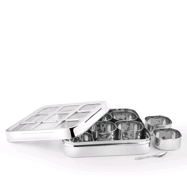Square Masala Dabba 9 Vatki