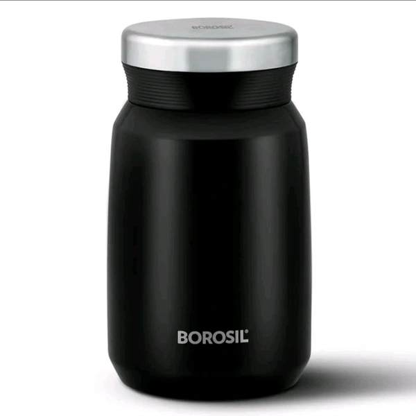 Borosil Hydra Carry Mate Black 500 ml Stainless Steel Double Wall Vacuum Insulated Soup Flask & Food Jar with Screw Lid - Pink
