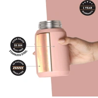 Borosil Hydra Carry Mate Black 500 ml Stainless Steel Double Wall Vacuum Insulated Soup Flask & Food Jar with Screw Lid - Black