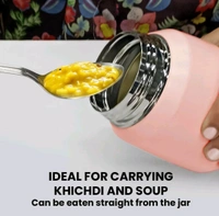 Borosil Hydra Carry Mate Black 500 ml Stainless Steel Double Wall Vacuum Insulated Soup Flask & Food Jar with Screw Lid - Black