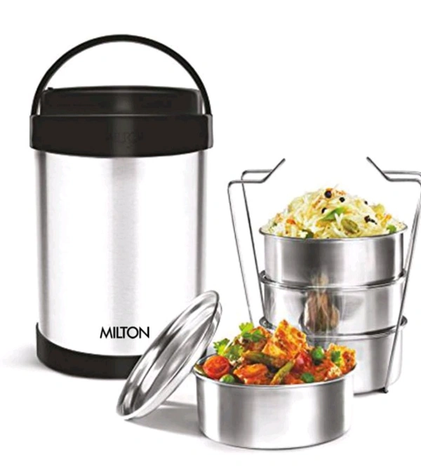 Milton MILTON Royal 4 Stainless Steel Containers with 600 ml Each, PU Insulated, Hot & Cold