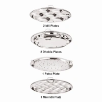 Anupam Stainless Steel Sandwich Bottom Multi kadai with lid with 6 Plates - Base Variant