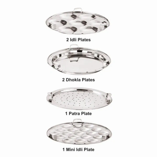 Anupam Stainless Steel Sandwich Bottom Multi kadai with lid with 6 Plates - Base Variant