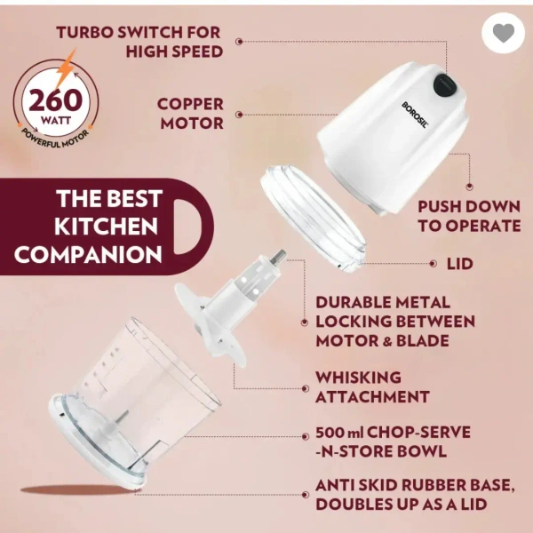 BOROSIL Borosil Chefdelite 260W Chopper - Base Variant