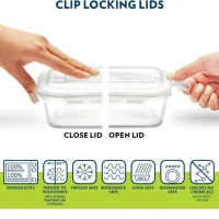 BOROSIL Borosil  Glass Lunch Box Set Of 3 Clear 320 Ml Microwave Safe Office Tiffin - Base Variant