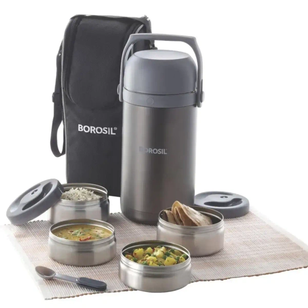 BOROSIL Borosil - Hot-N-Fresh Stainless Steel Insulated Lunch Box Set of 4 - Base Variant