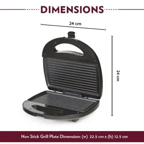 BOROSIL Borosil Neo Grill 2.0, 750 Watt, Bread Sandwich Maker, Makes 2 Sandwiches - Base Variant